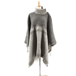 VTG Tundra Wool Poncho Sweater OS Heavyweight Oversized Canada Southwestern Boho